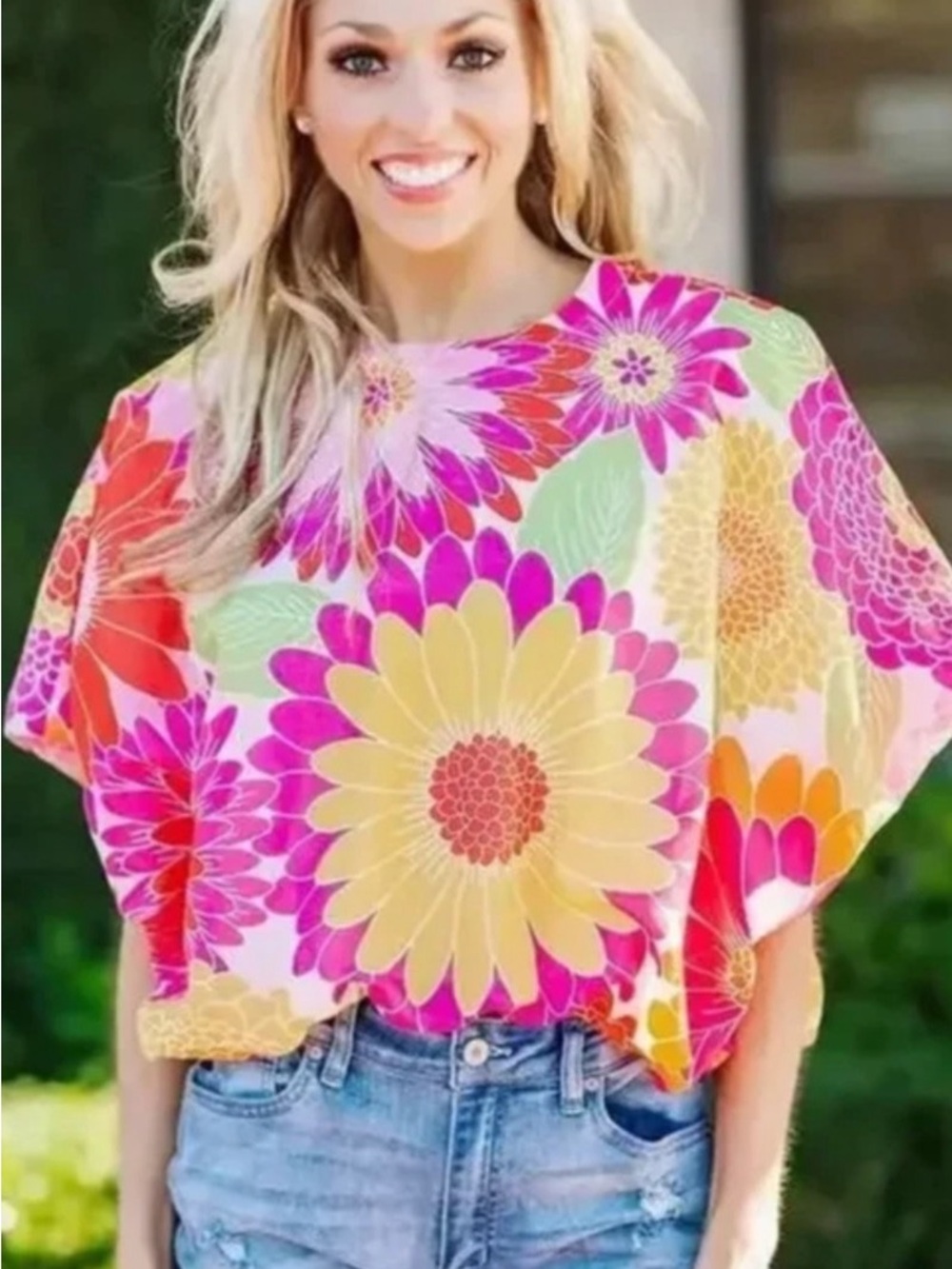 J.Marie Leilani Floral Bubble Top Medium NWOT Summer Resortwear - Picture 2 of 8
